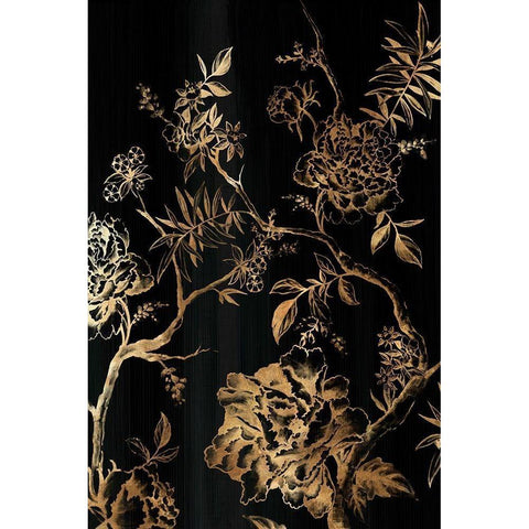 Dark Oriental Blooms  Gold Ornate Wood Framed Art Print with Double Matting by Watts, Eva