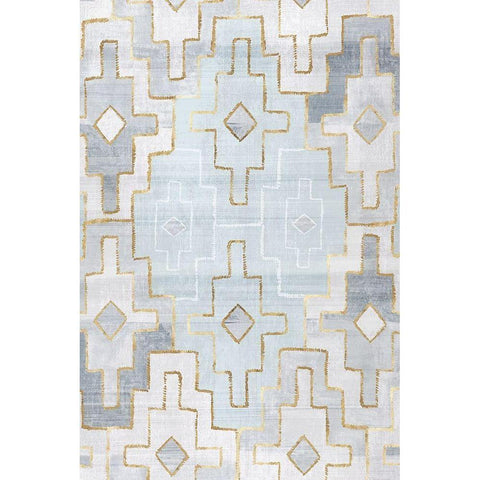 Silver Blue II Gold Ornate Wood Framed Art Print with Double Matting by Watts, Eva