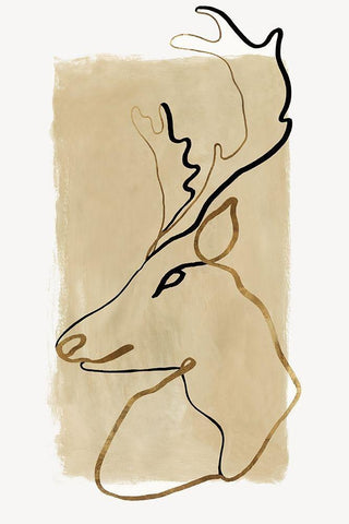 Antlers II   White Modern Wood Framed Art Print with Double Matting by Watts, Eva