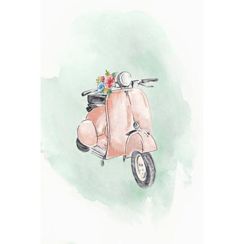 Coral Bike White Modern Wood Framed Art Print by Watts, Eva