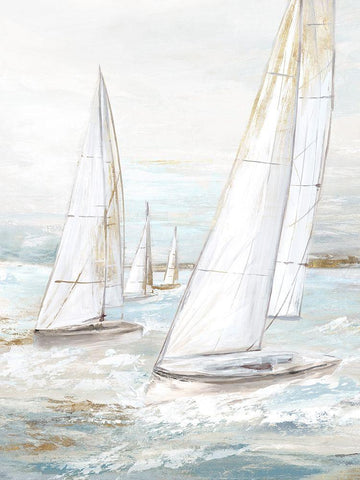 Windswept Sails II White Modern Wood Framed Art Print with Double Matting by Watts, Eva