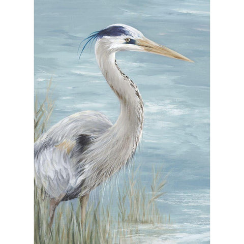 Great Blue Heron Gaze White Modern Wood Framed Art Print by Watts, Eva