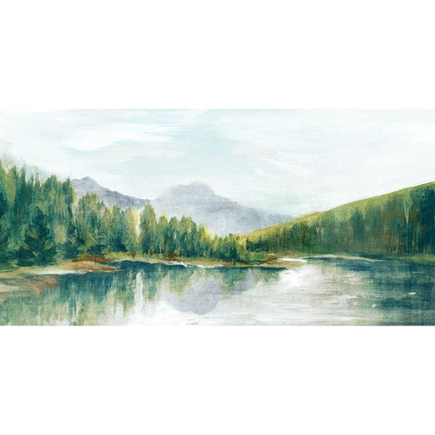 Spring Mountain View Black Modern Wood Framed Art Print with Double Matting by Watts, Eva