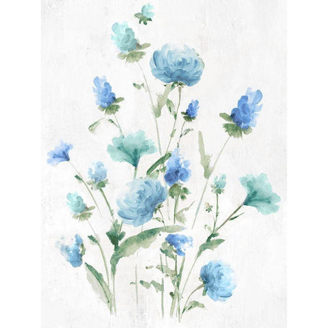 Tinted Blue Petals I White Modern Wood Framed Art Print by Watts, Eva
