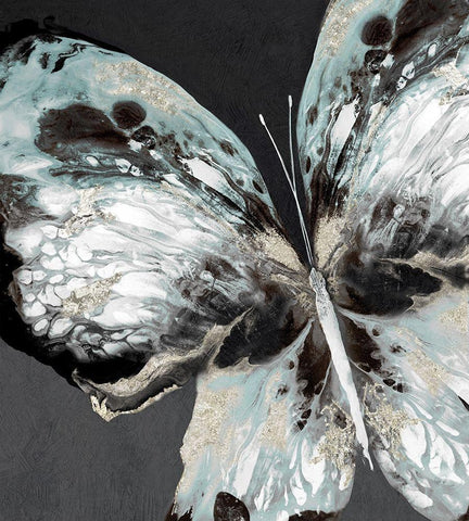 Glowing ButterflyÂ  Black Ornate Wood Framed Art Print with Double Matting by Watts, Eva