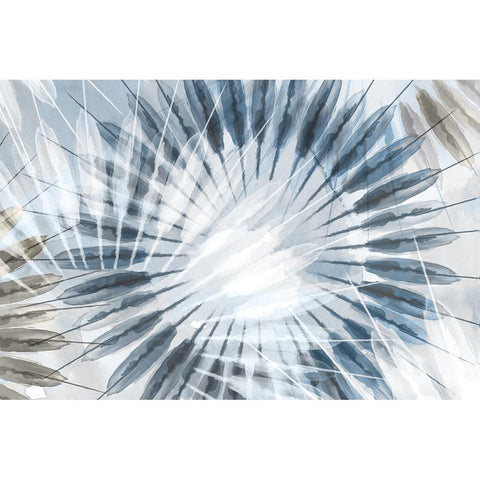 Dance of the Rays II Blue Version White Modern Wood Framed Art Print by Watts, Eva