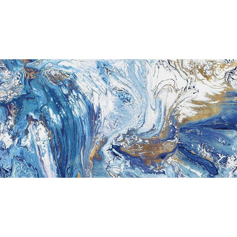 Evening Blue Tide  Black Modern Wood Framed Art Print with Double Matting by Watts, Eva