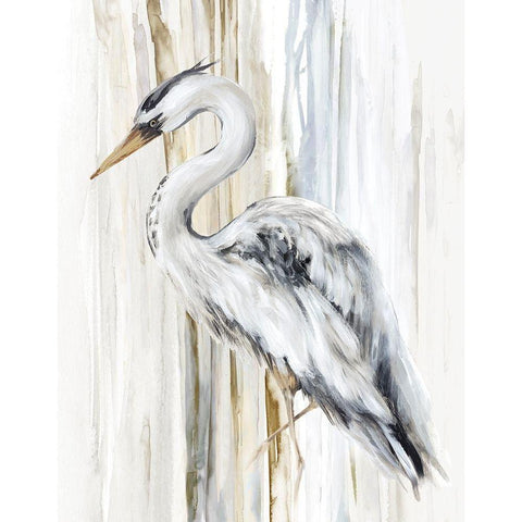 River Heron II Gold Ornate Wood Framed Art Print with Double Matting by Watts, Eva