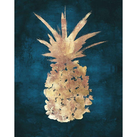 Golden Night Pineapple White Modern Wood Framed Art Print by Watts, Eva