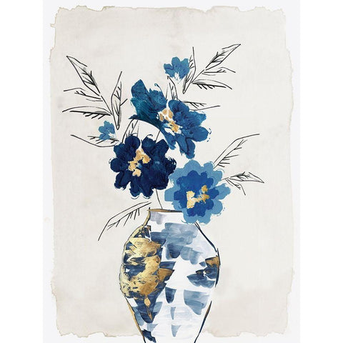 Sapphire Vase Black Modern Wood Framed Art Print with Double Matting by Watts, Eva