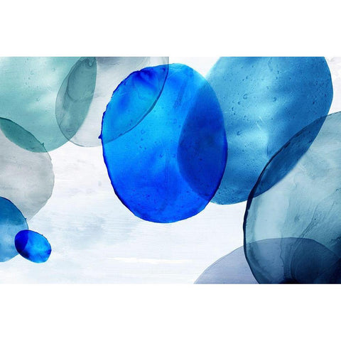 Blue Bubbles  Black Modern Wood Framed Art Print by Watts, Eva