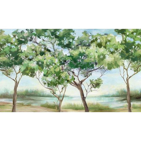 Summer Green Forest I  White Modern Wood Framed Art Print by Watts, Eva