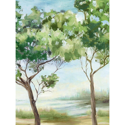 Summer Green Forest II Black Modern Wood Framed Art Print with Double Matting by Watts, Eva