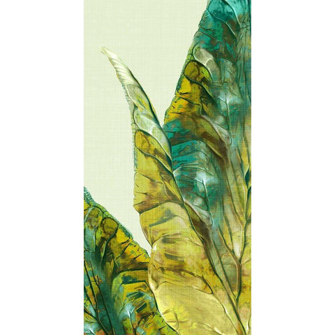 Tropical Green Leaves I  White Modern Wood Framed Art Print by Watts, Eva