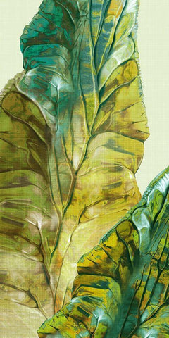 Tropical Green Leaves II White Modern Wood Framed Art Print with Double Matting by Watts, Eva