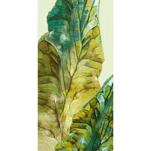 Tropical Green Leaves II White Modern Wood Framed Art Print by Watts, Eva