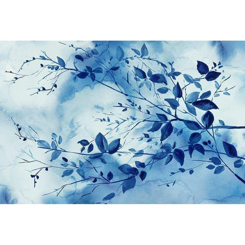 Indigo Branches  White Modern Wood Framed Art Print by Watts, Eva