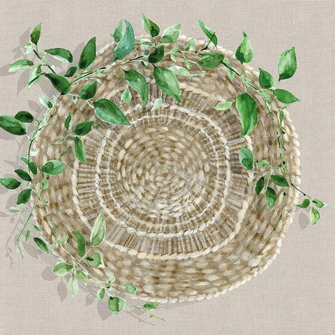 Wicker Vine II Black Modern Wood Framed Art Print with Double Matting by Watts, Eva