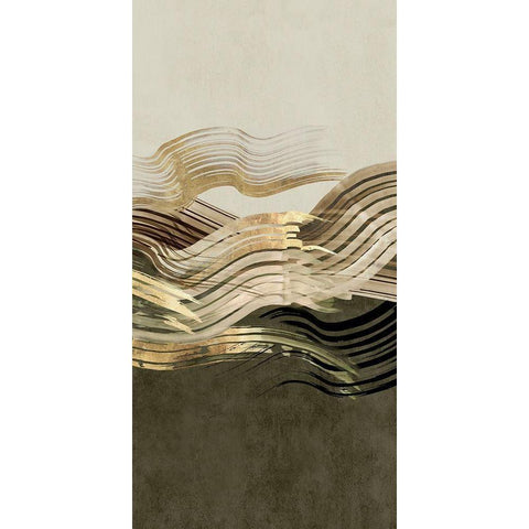 Waves of Sage I  Black Modern Wood Framed Art Print with Double Matting by Watts, Eva