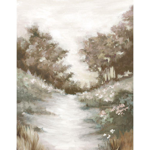 Peaceful Path  Black Modern Wood Framed Art Print with Double Matting by Watts, Eva