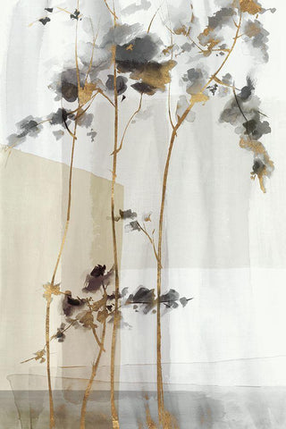 Golden Zen I White Modern Wood Framed Art Print with Double Matting by Watts, Eva