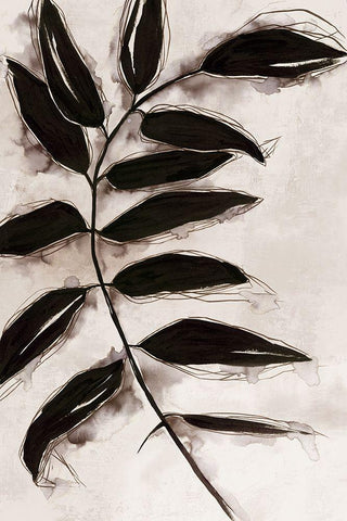 Leaves II  Black Ornate Wood Framed Art Print with Double Matting by Watts, Eva