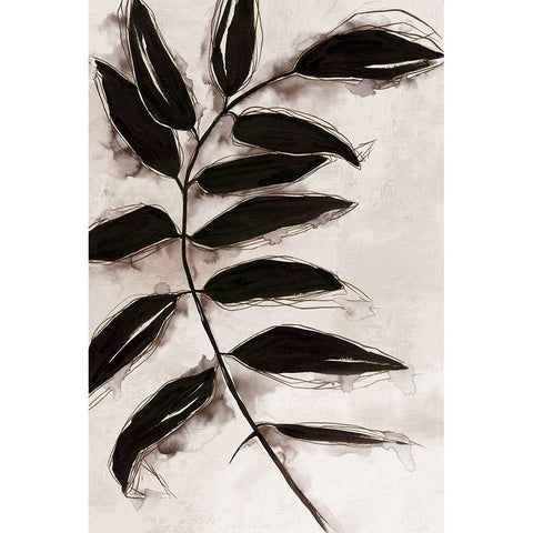 Leaves II  Black Modern Wood Framed Art Print by Watts, Eva