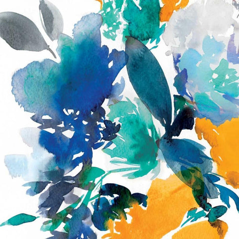 Indigo Flower II White Modern Wood Framed Art Print by Isabelle Z