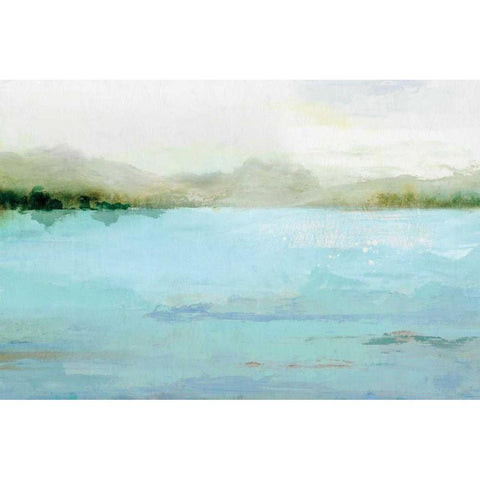 Blue Lake Gold Ornate Wood Framed Art Print with Double Matting by Isabelle Z