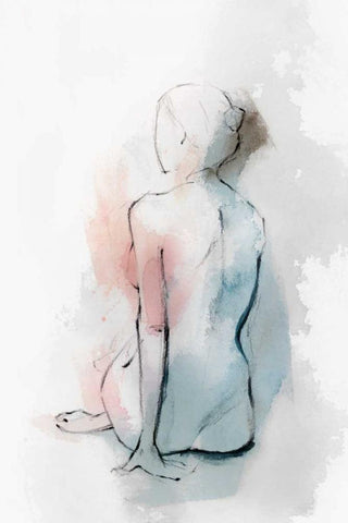 Pastel Woman II White Modern Wood Framed Art Print with Double Matting by Isabelle Z