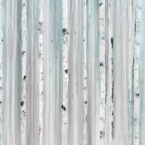 Soft Blue Birches I Black Modern Wood Framed Art Print with Double Matting by Isabelle Z
