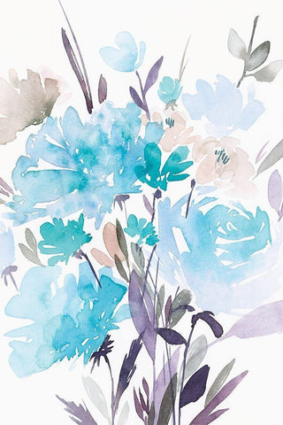 Summer Blooms I White Modern Wood Framed Art Print with Double Matting by Isabelle Z