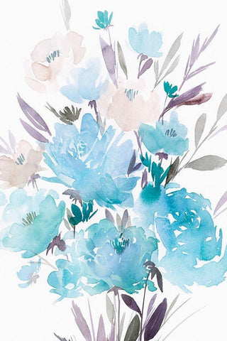 Summer Blooms II White Modern Wood Framed Art Print with Double Matting by Isabelle Z