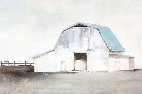 By The Barn I  White Modern Wood Framed Art Print with Double Matting by Isabelle Z