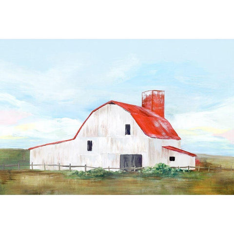 Red Barn II Black Modern Wood Framed Art Print with Double Matting by Isabelle Z