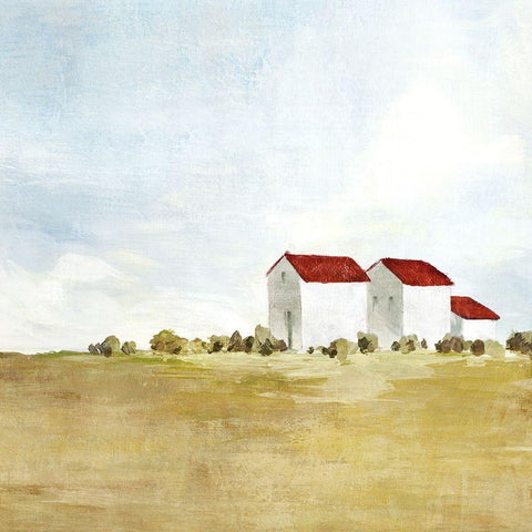 Red Farm House II  Black Modern Wood Framed Art Print by Isabelle Z