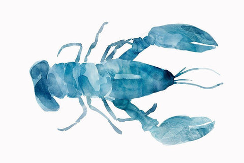 Blue Lobster White Modern Wood Framed Art Print with Double Matting by Isabelle Z