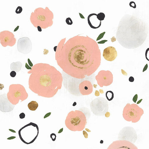 Petal Drop I White Modern Wood Framed Art Print with Double Matting by Isabelle Z