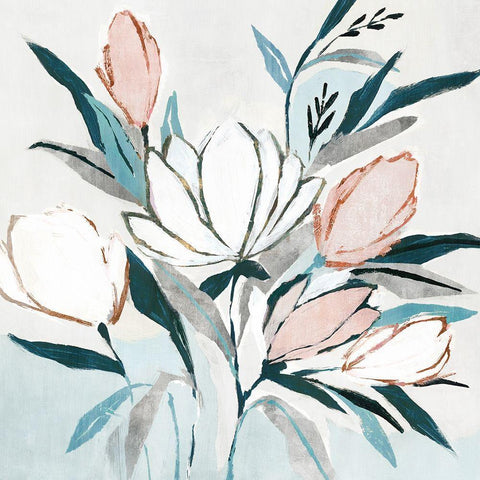 Blue Monday I White Modern Wood Framed Art Print with Double Matting by Isabelle Z