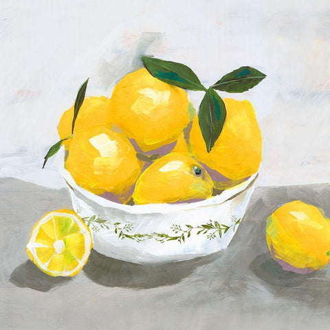 Lemons White Modern Wood Framed Art Print with Double Matting by Isabelle Z
