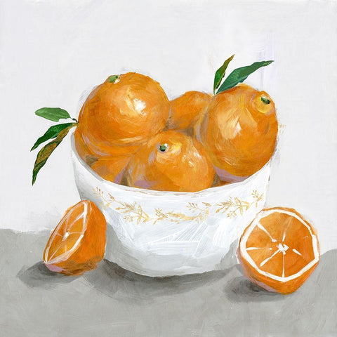 Oranges White Modern Wood Framed Art Print by Isabelle Z