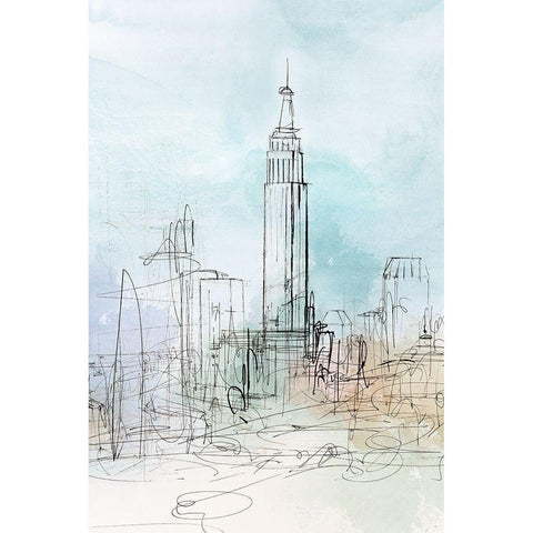 Blue London  White Modern Wood Framed Art Print by Isabelle Z