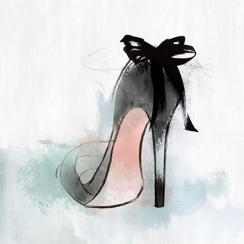 Ribbon Heel White Modern Wood Framed Art Print with Double Matting by Isabelle Z