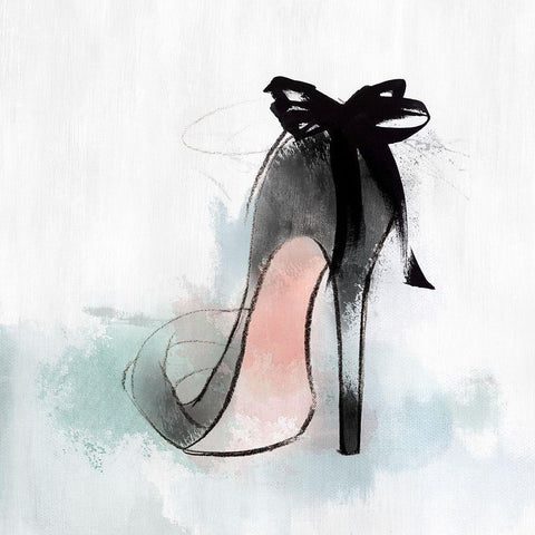 Ribbon Heel Black Modern Wood Framed Art Print by Isabelle Z