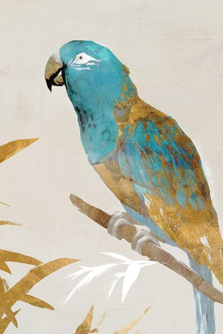 Blue Parrot II Black Ornate Wood Framed Art Print with Double Matting by Isabelle Z