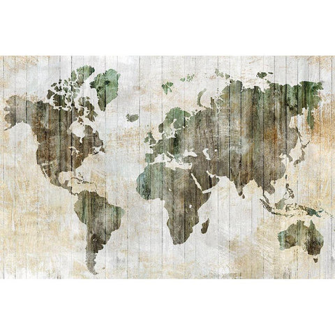 World Map I  Gold Ornate Wood Framed Art Print with Double Matting by Isabelle Z