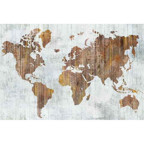 World Map II  Gold Ornate Wood Framed Art Print with Double Matting by Isabelle Z