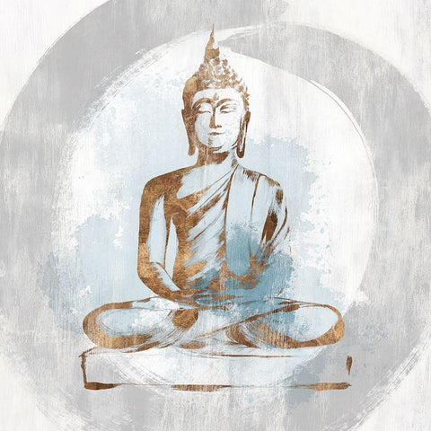 Buddhist I White Modern Wood Framed Art Print with Double Matting by Isabelle Z