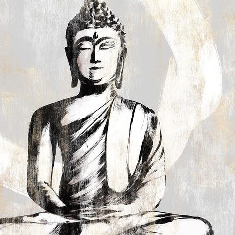 Buddha I Black Ornate Wood Framed Art Print with Double Matting by Isabelle Z