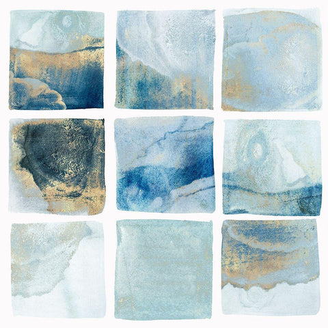 Indigo Squares I White Modern Wood Framed Art Print by Isabelle Z